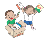 日本から届いた文房具に喜ぶ外国の子どもたち